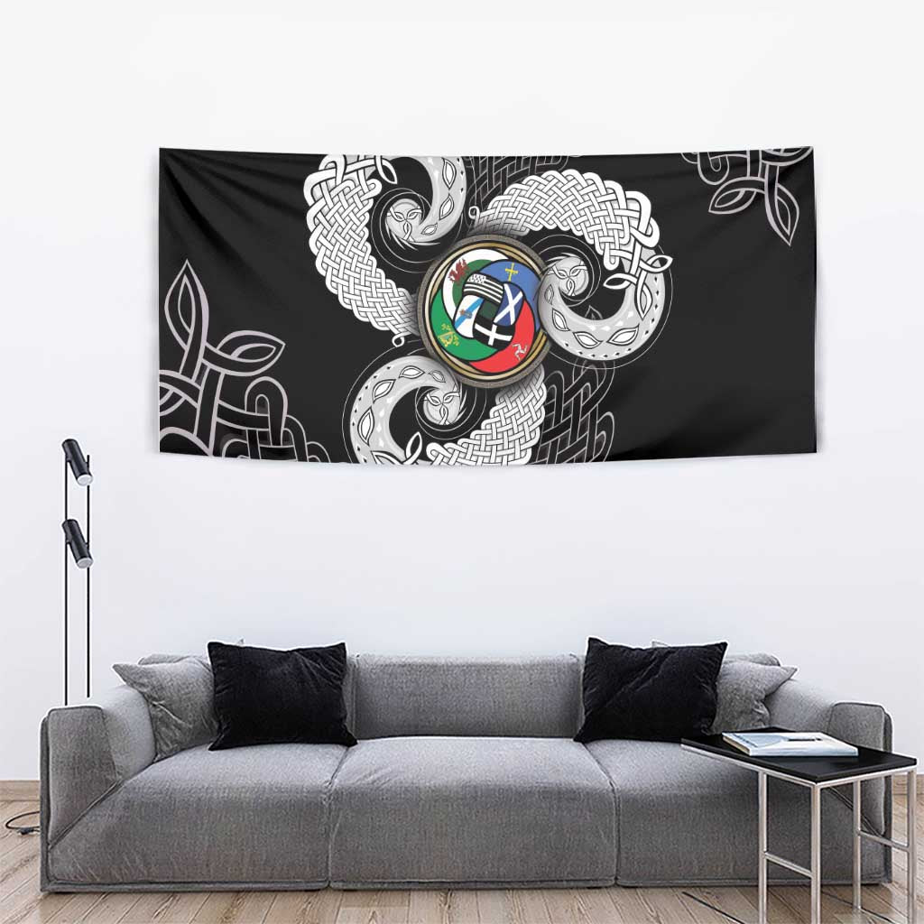 Six Celtic Countries Heritage Tapestry Black Celtic Knot Triskelion - Wonder Print Shop