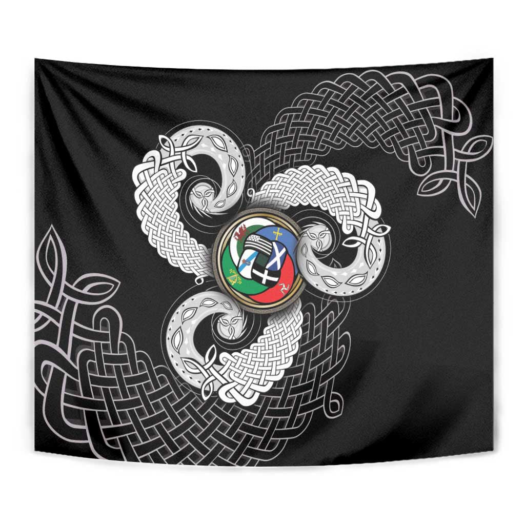 Six Celtic Countries Heritage Tapestry Black Celtic Knot Triskelion - Wonder Print Shop