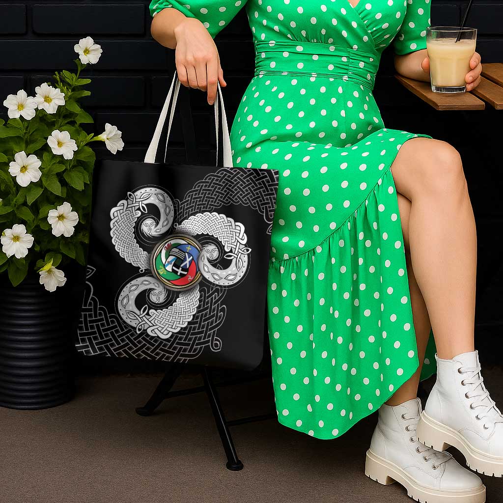 Six Celtic Countries Heritage Tote Bag Black Celtic Knot Triskelion - Wonder Print Shop