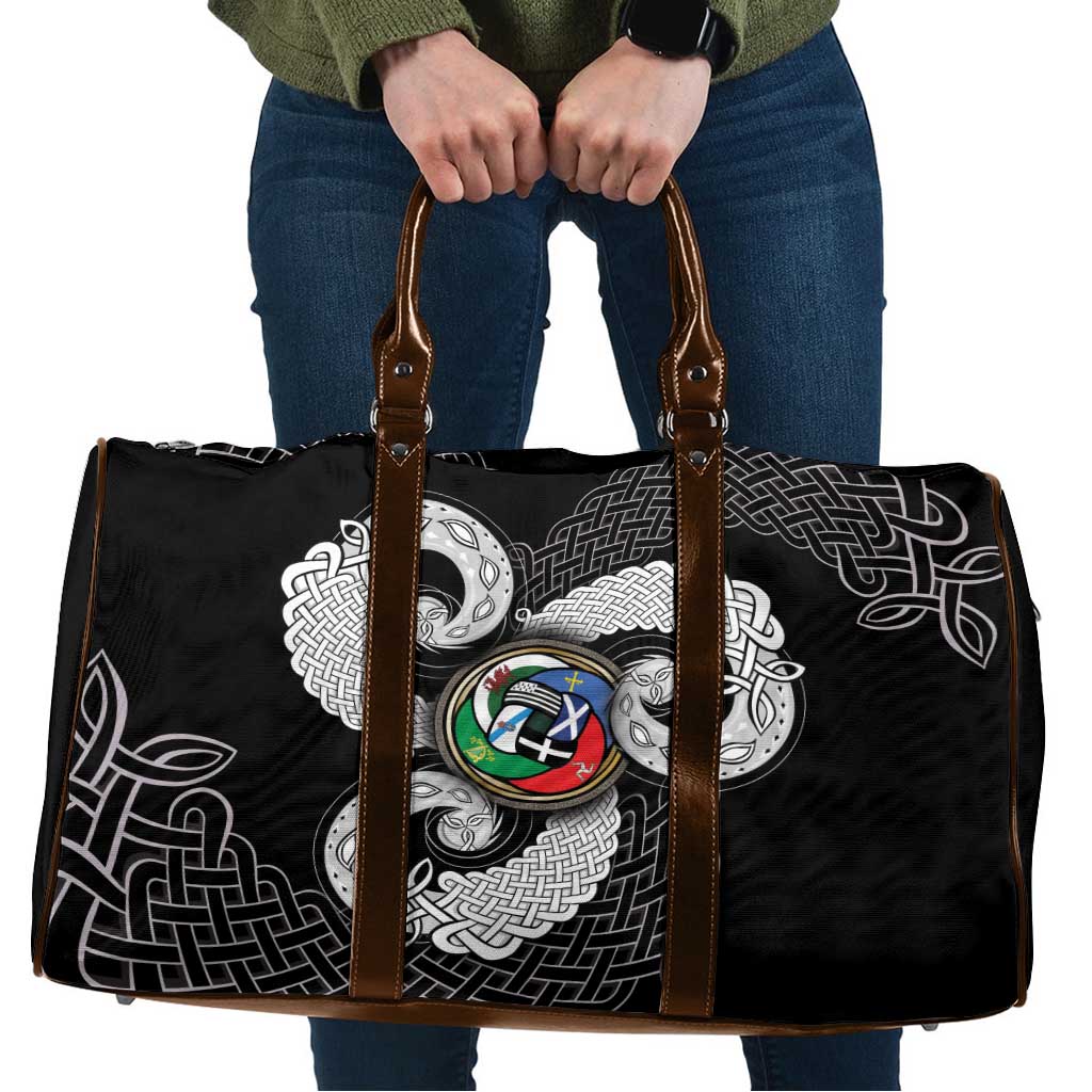 Six Celtic Countries Heritage Travel Bag Black Celtic Knot Triskelion - Wonder Print Shop