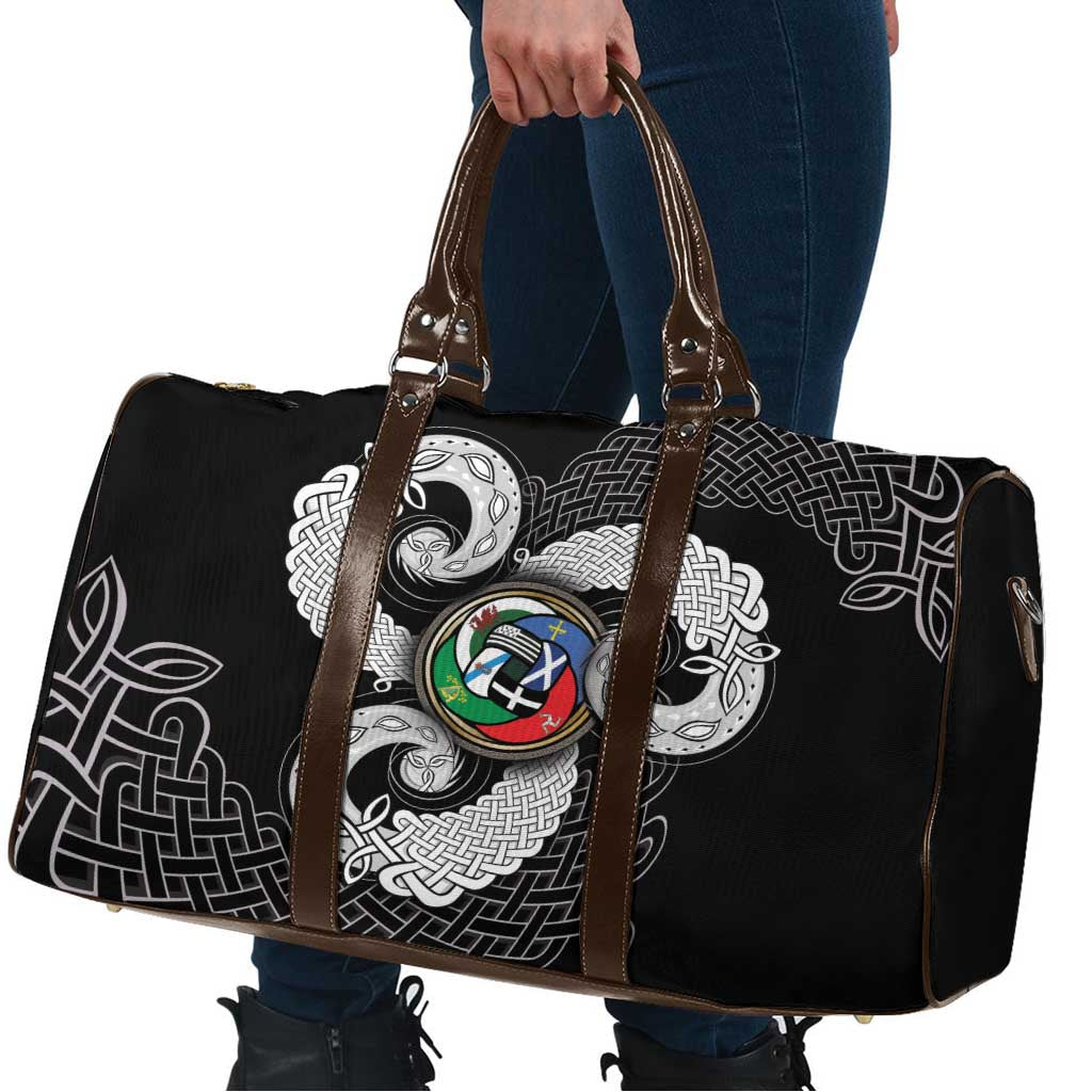 Six Celtic Countries Heritage Travel Bag Black Celtic Knot Triskelion - Wonder Print Shop