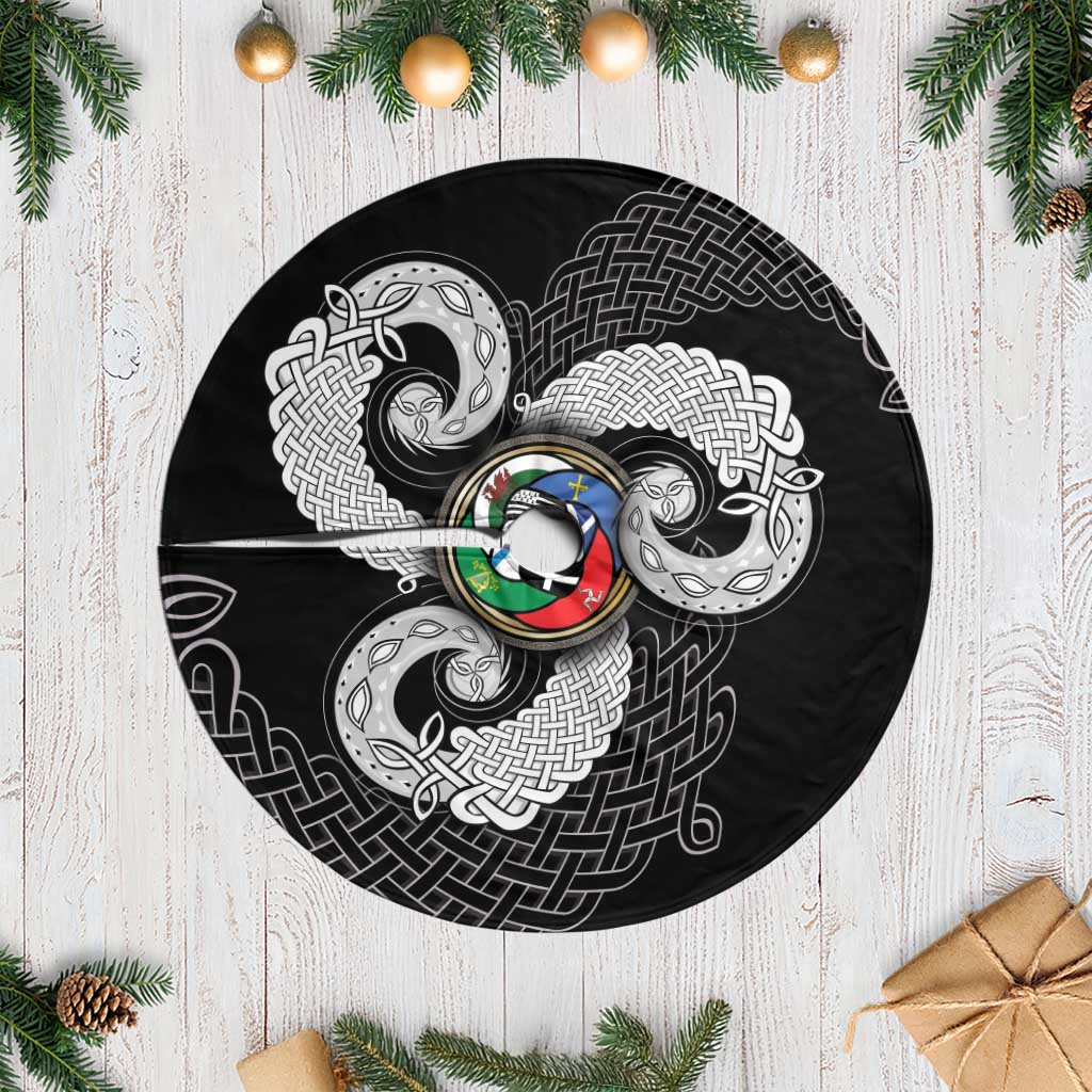 Six Celtic Countries Heritage Tree Skirt Black Celtic Knot Triskelion - Wonder Print Shop