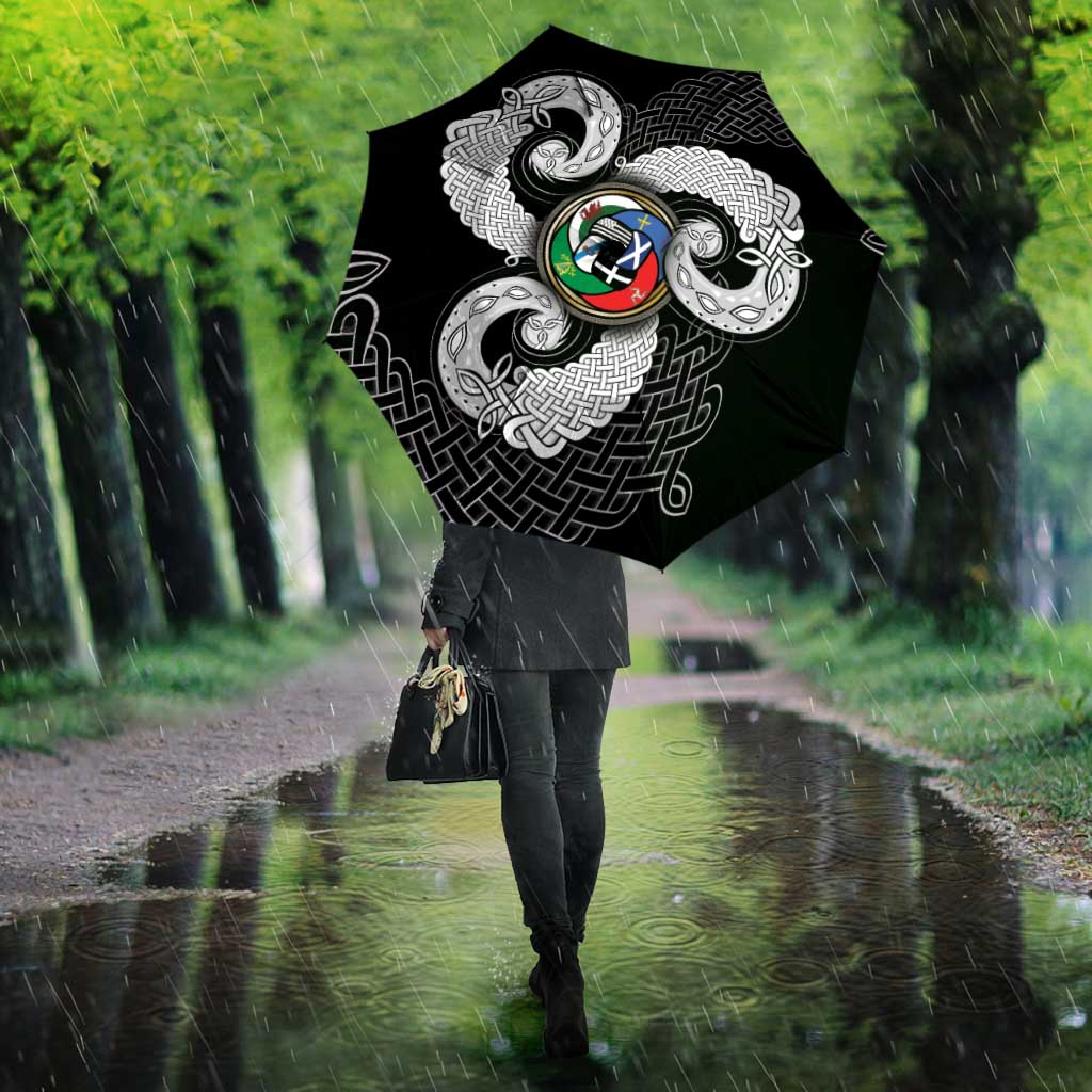 Six Celtic Countries Heritage Umbrella Black Celtic Knot Triskelion - Wonder Print Shop
