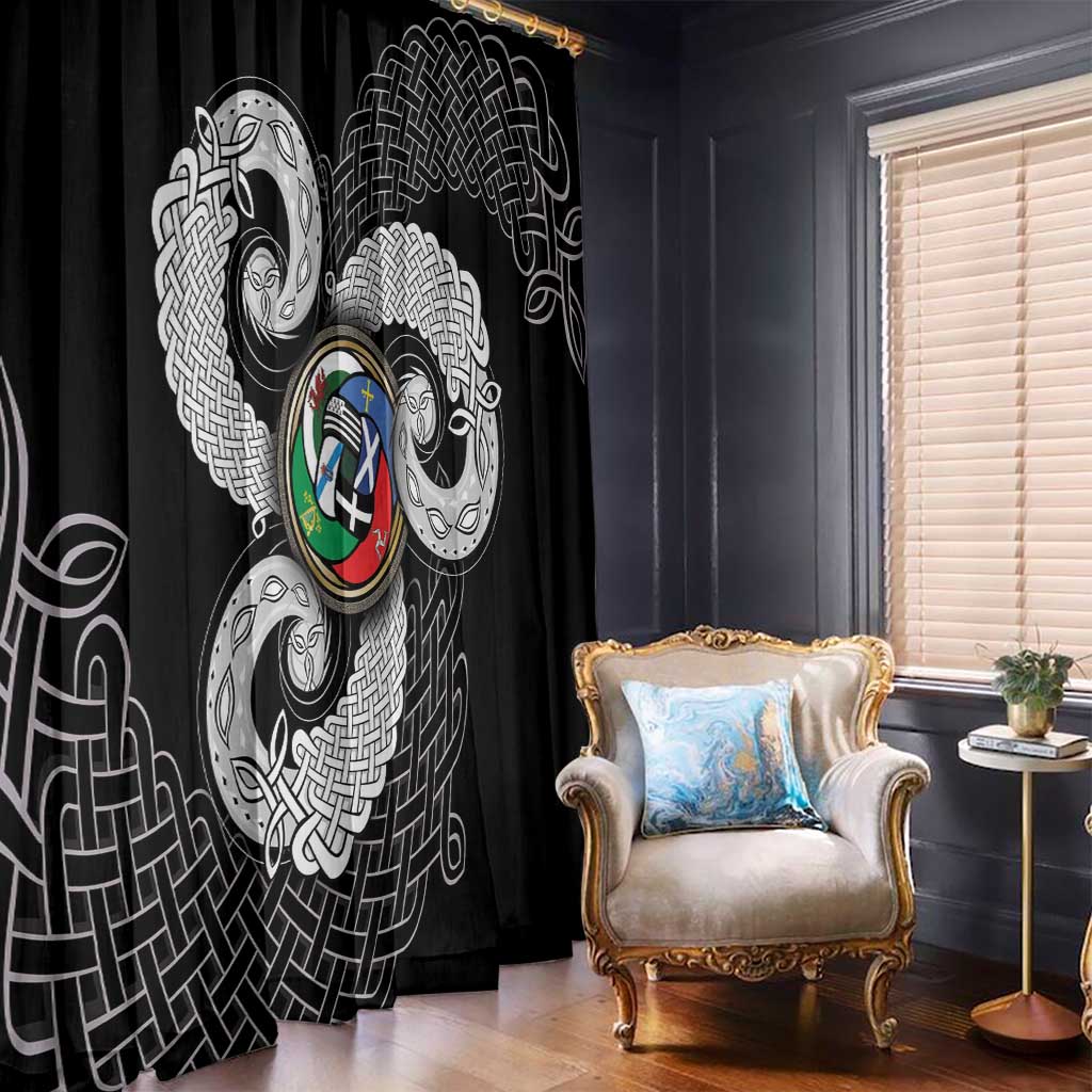 Six Celtic Countries Heritage Window Curtain Black Celtic Knot Triskelion - Wonder Print Shop