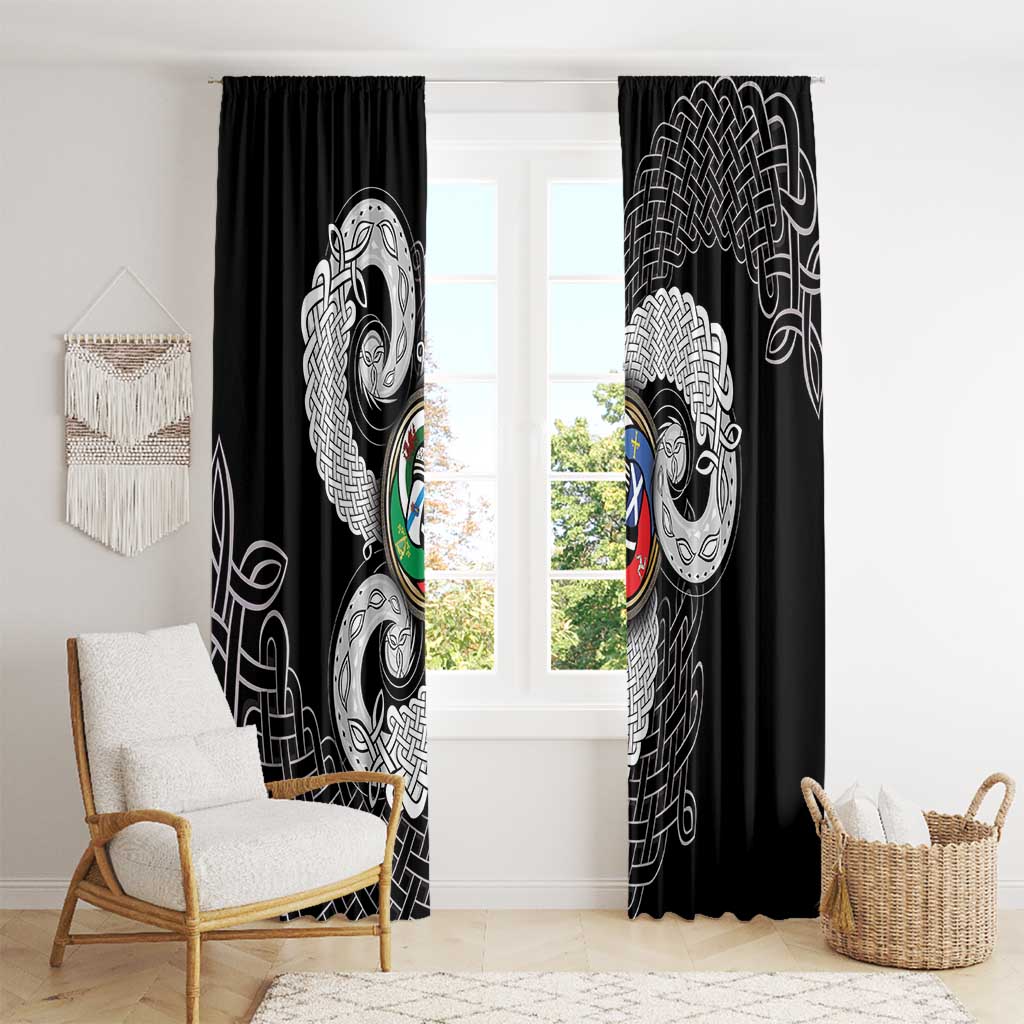 Six Celtic Countries Heritage Window Curtain Black Celtic Knot Triskelion - Wonder Print Shop
