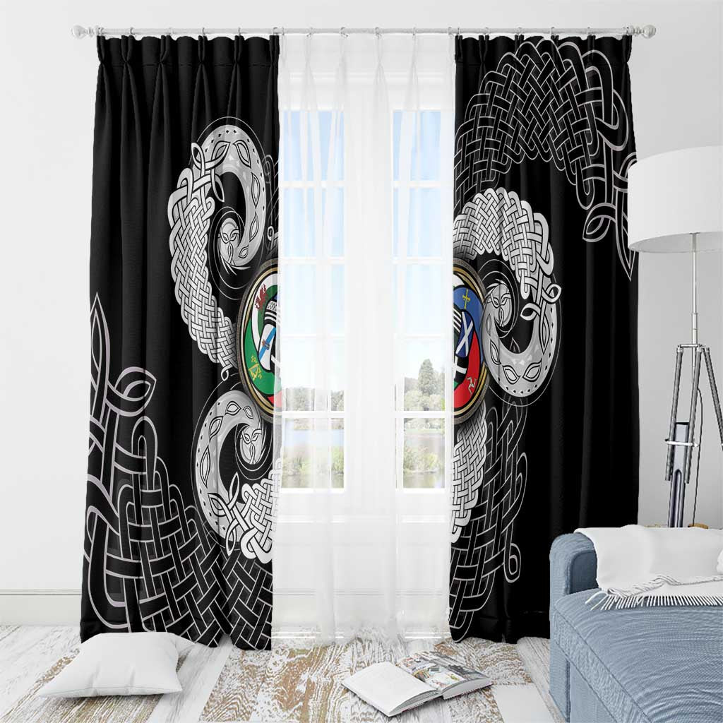 Six Celtic Countries Heritage Window Curtain Black Celtic Knot Triskelion - Wonder Print Shop
