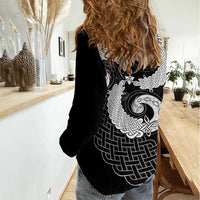 Six Celtic Countries Heritage Women Casual Shirt Black Celtic Knot Triskelion - Wonder Print Shop