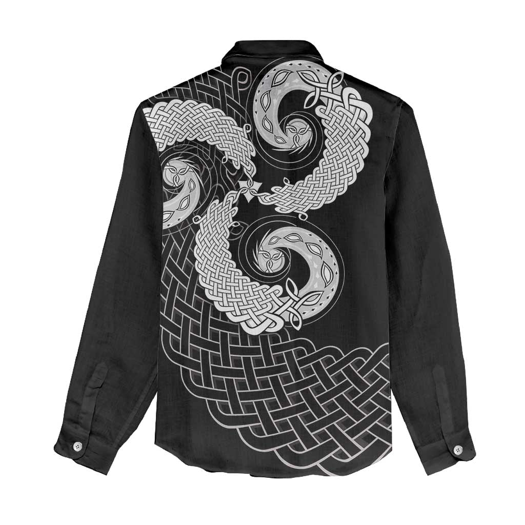 Six Celtic Countries Heritage Women Casual Shirt Black Celtic Knot Triskelion - Wonder Print Shop