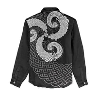 Six Celtic Countries Heritage Women Casual Shirt Black Celtic Knot Triskelion - Wonder Print Shop