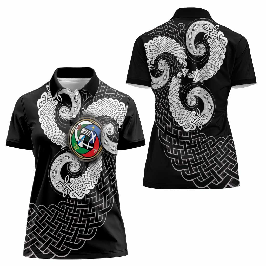 Six Celtic Countries Heritage Women Polo Shirt Black Celtic Knot Triskelion - Wonder Print Shop