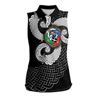 Six Celtic Countries Heritage Women Sleeveless Polo Shirt Black Celtic Knot Triskelion - Wonder Print Shop