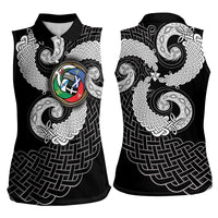 Six Celtic Countries Heritage Women Sleeveless Polo Shirt Black Celtic Knot Triskelion - Wonder Print Shop