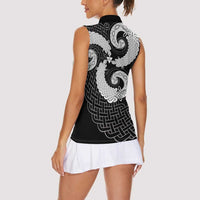 Six Celtic Countries Heritage Women Sleeveless Polo Shirt Black Celtic Knot Triskelion - Wonder Print Shop