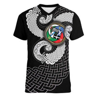 Six Celtic Countries Heritage Women V-Neck T-Shirt Black Celtic Knot Triskelion - Wonder Print Shop