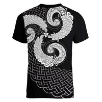 Six Celtic Countries Heritage Women V-Neck T-Shirt Black Celtic Knot Triskelion - Wonder Print Shop