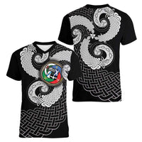 Six Celtic Countries Heritage Women V-Neck T-Shirt Black Celtic Knot Triskelion - Wonder Print Shop