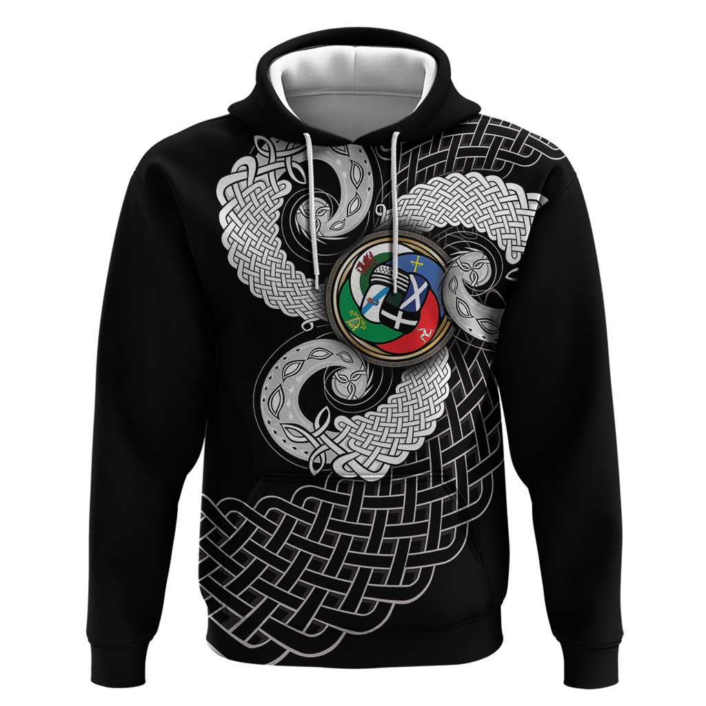 Six Celtic Countries Heritage Zip Hoodie Black Celtic Knot Triskelion - Wonder Print Shop