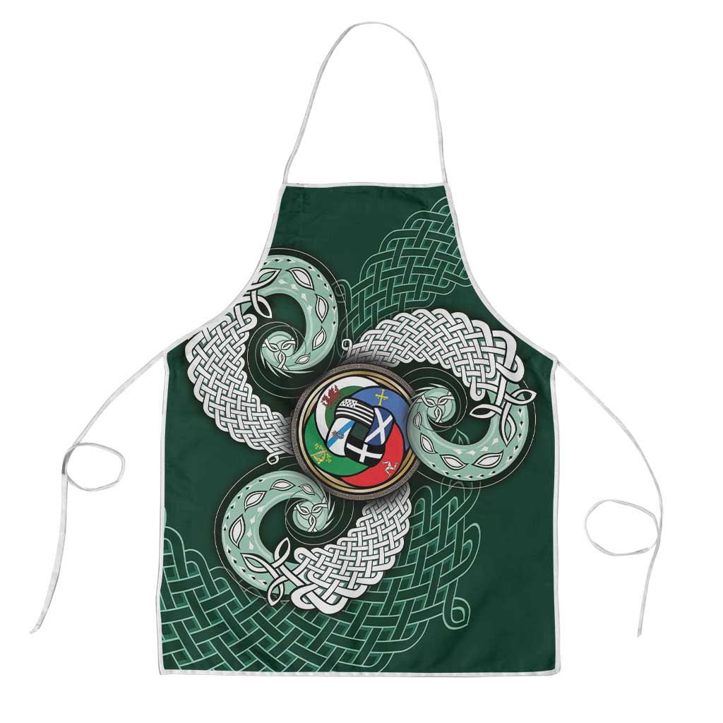 Six Celtic Countries Heritage Apron Green Celtic Knot Triskelion - Wonder Print Shop