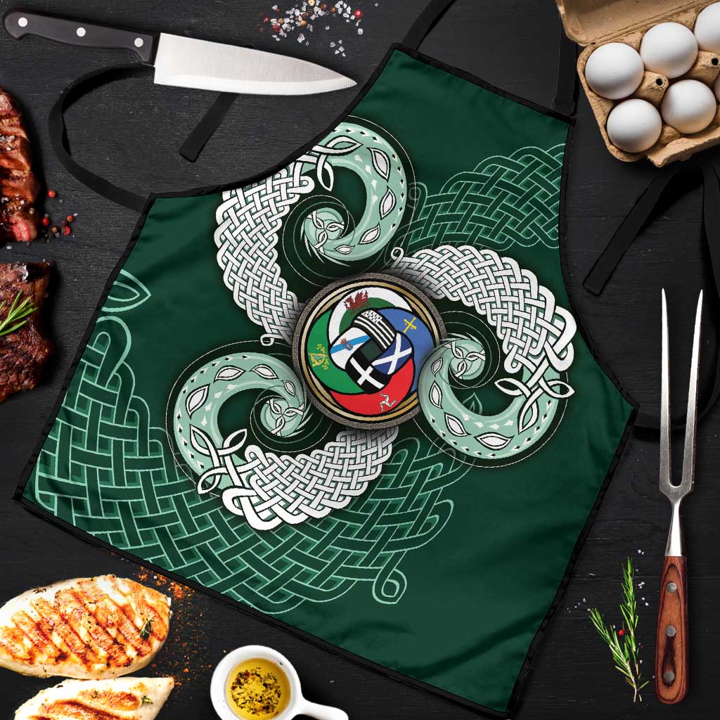 Six Celtic Countries Heritage Apron Green Celtic Knot Triskelion - Wonder Print Shop