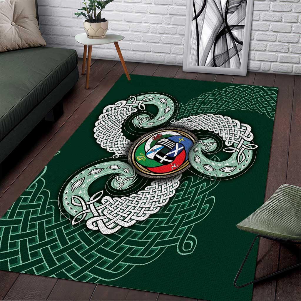 Six Celtic Countries Heritage Area Rug Green Celtic Knot Triskelion - Wonder Print Shop