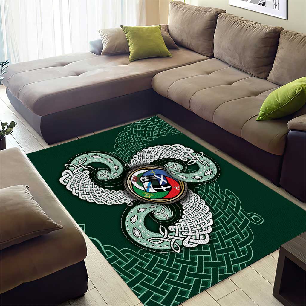 Six Celtic Countries Heritage Area Rug Green Celtic Knot Triskelion - Wonder Print Shop