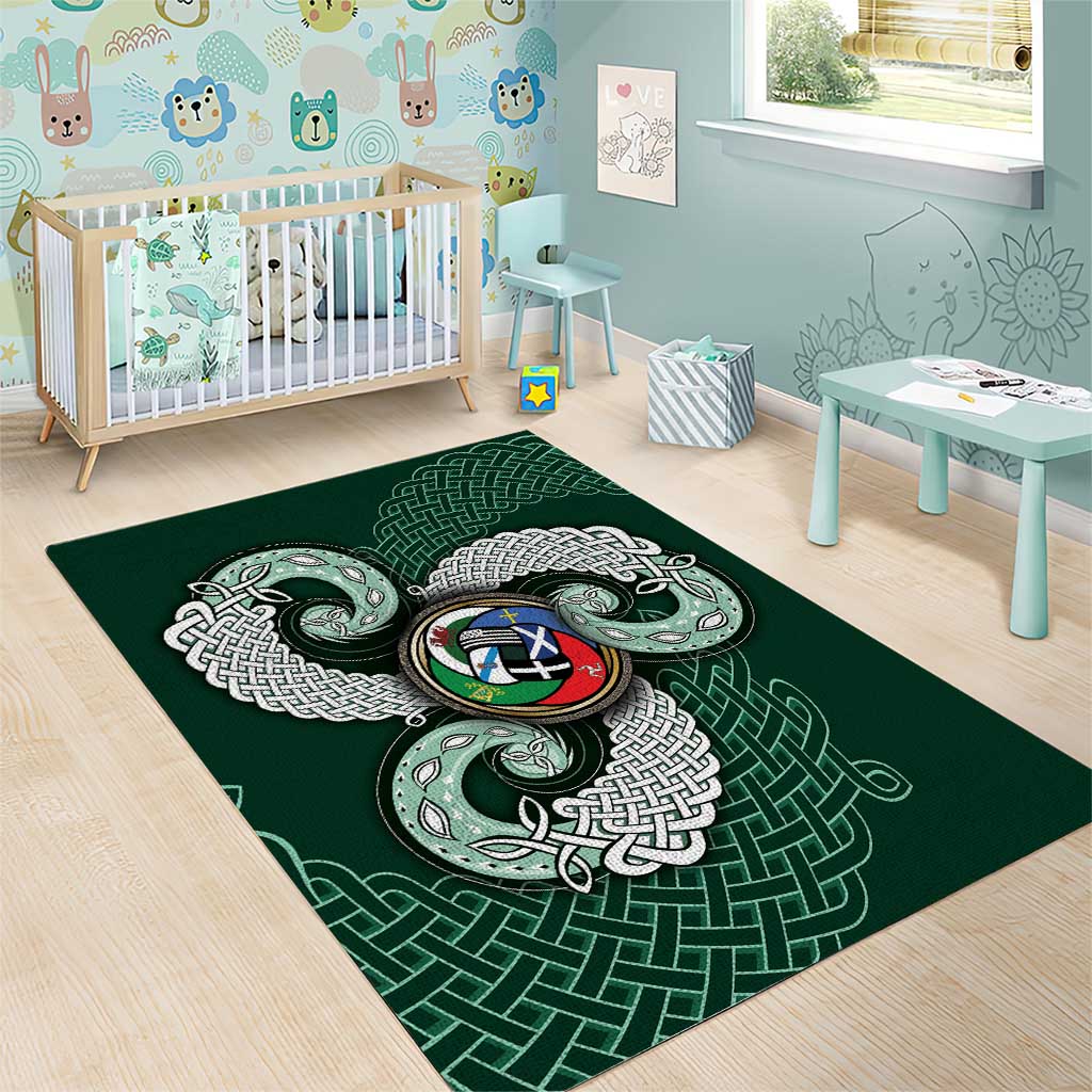 Six Celtic Countries Heritage Area Rug Green Celtic Knot Triskelion - Wonder Print Shop