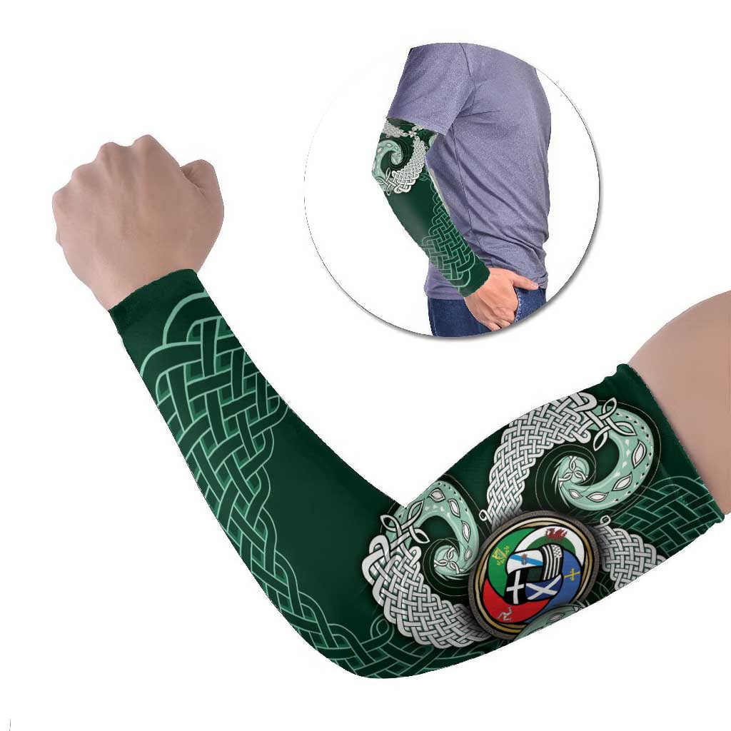 Six Celtic Countries Heritage Arm Sleeves Green Celtic Knot Triskelion - Wonder Print Shop