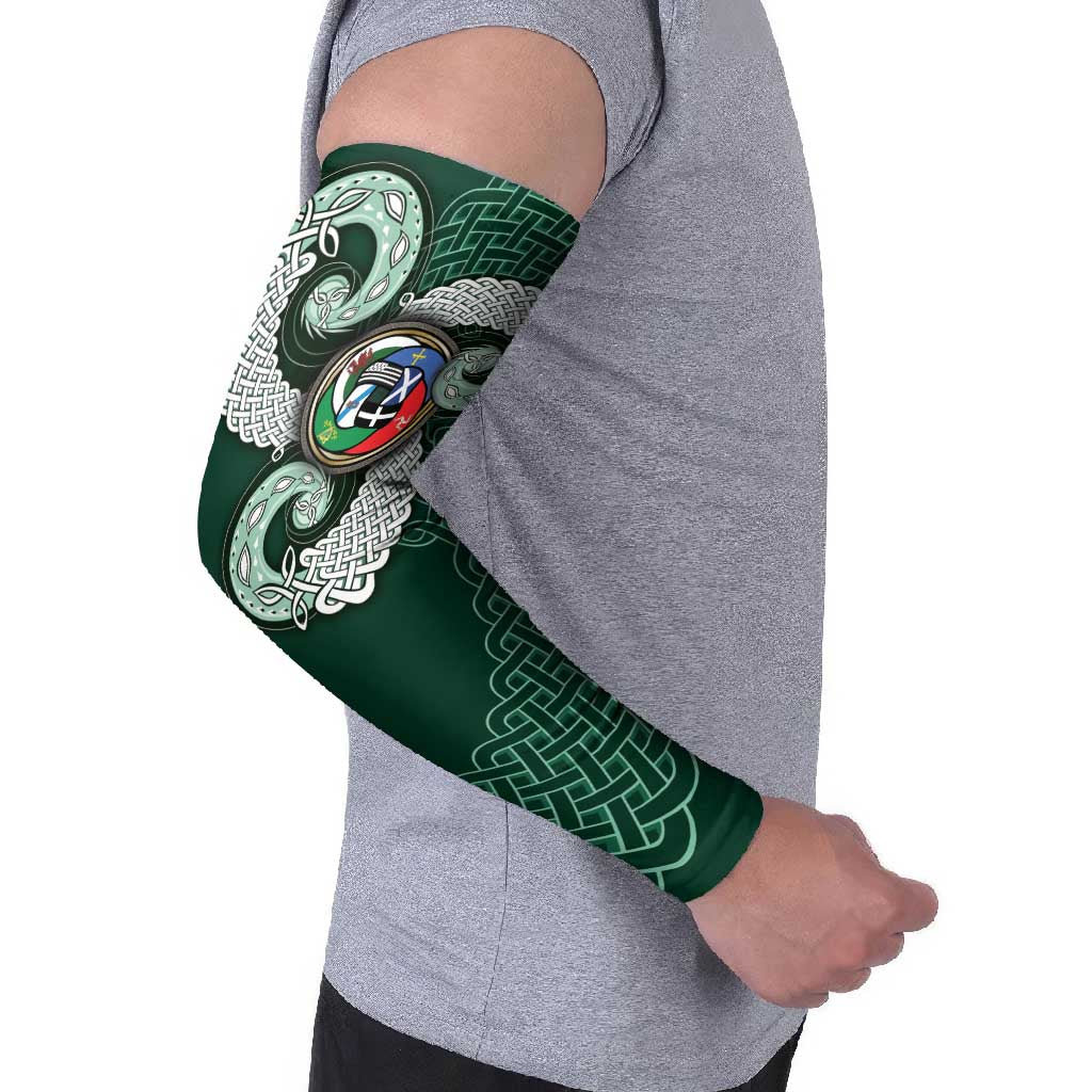 Six Celtic Countries Heritage Arm Sleeves Green Celtic Knot Triskelion - Wonder Print Shop