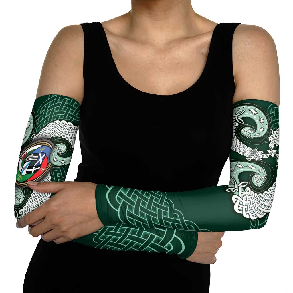Six Celtic Countries Heritage Arm Sleeves Green Celtic Knot Triskelion - Wonder Print Shop