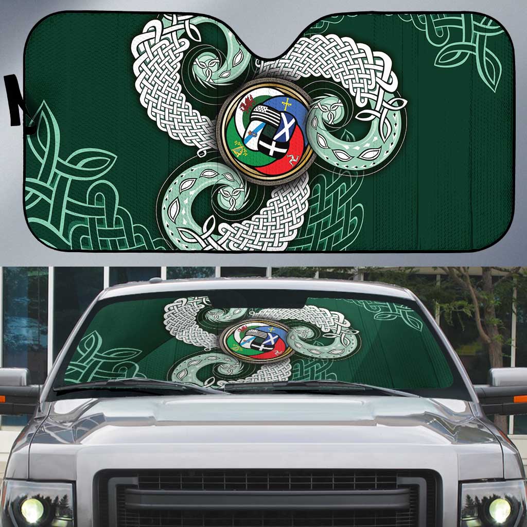 Six Celtic Countries Heritage Auto Sun Shade Green Celtic Knot Triskelion - Wonder Print Shop