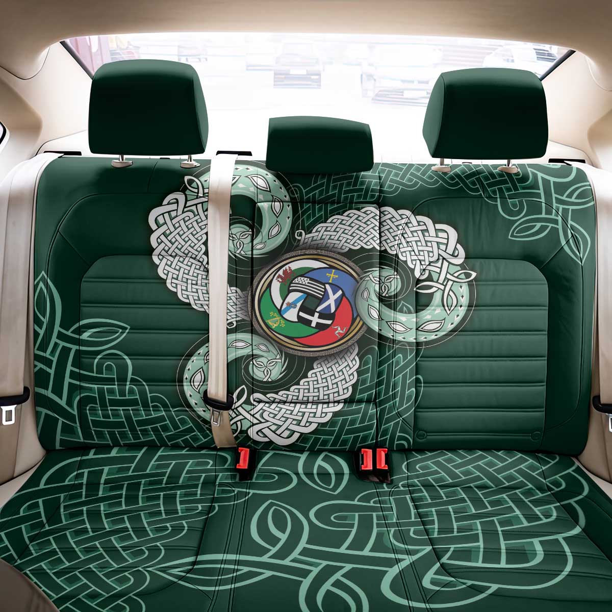 Six Celtic Countries Heritage Back Car Seat Cover Green Celtic Knot Triskelion - Wonder Print Shop