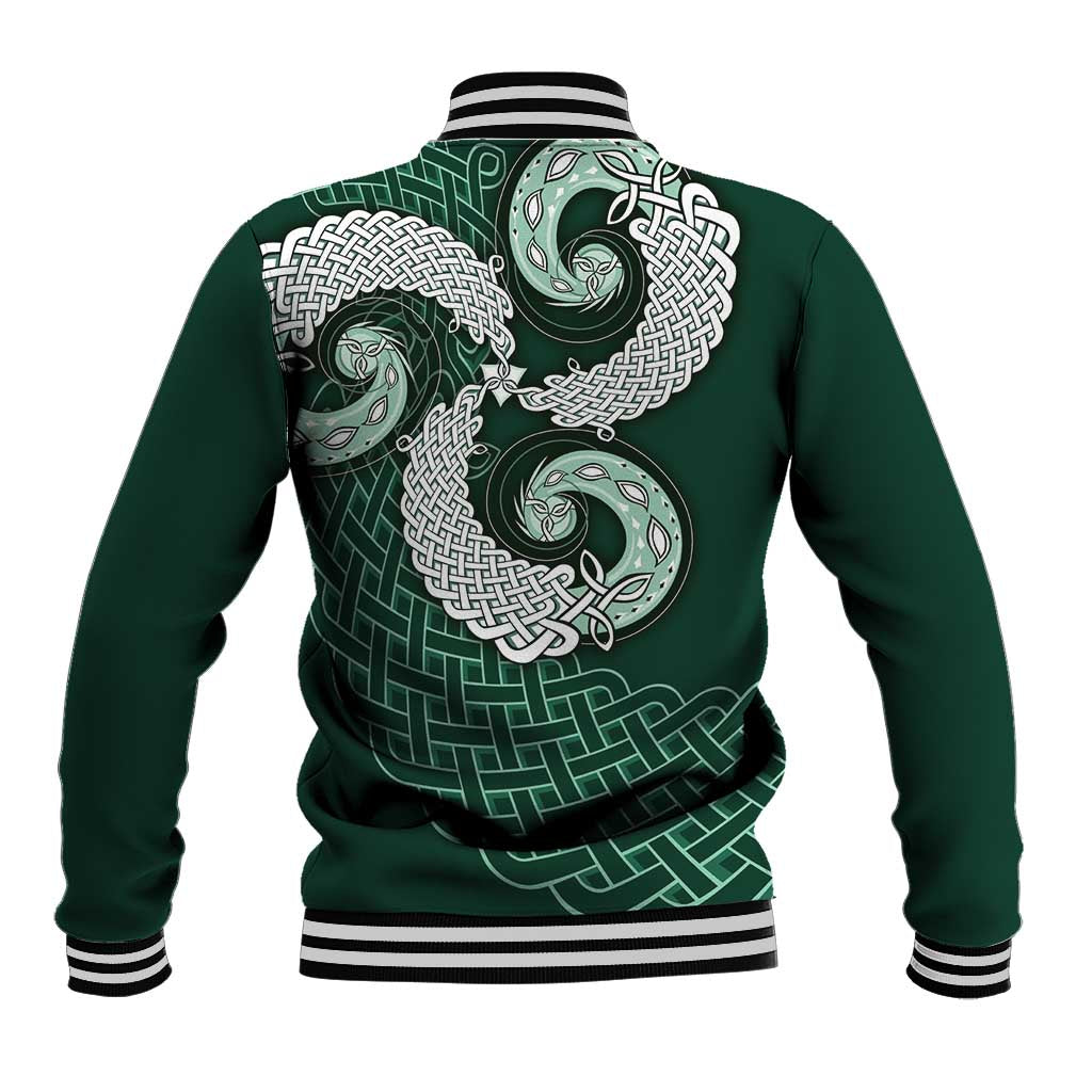 Six Celtic Countries Heritage Baseball Jacket Green Celtic Knot Triskelion - Wonder Print Shop