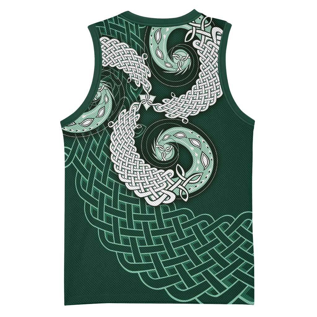 Six Celtic Countries Heritage Basketball Jersey Green Celtic Knot Triskelion - Wonder Print Shop