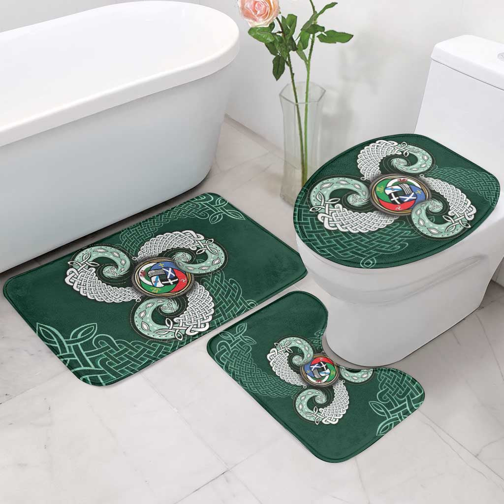 Six Celtic Countries Heritage Bathroom Set Green Celtic Knot Triskelion - Wonder Print Shop