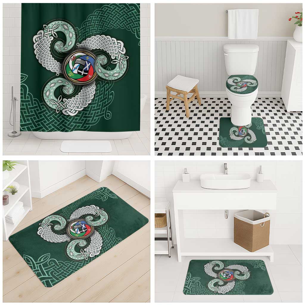 Six Celtic Countries Heritage Bathroom Set Green Celtic Knot Triskelion - Wonder Print Shop