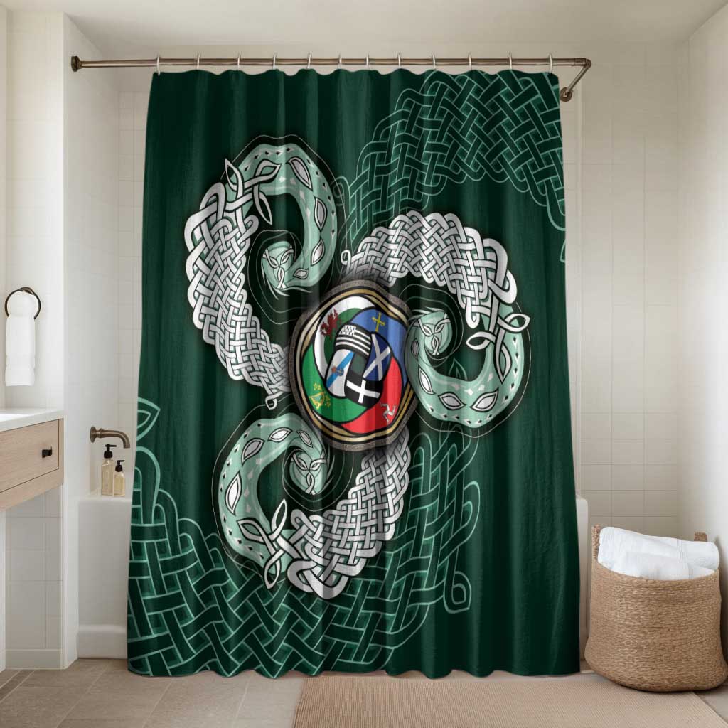 Six Celtic Countries Heritage Bathroom Set Green Celtic Knot Triskelion - Wonder Print Shop