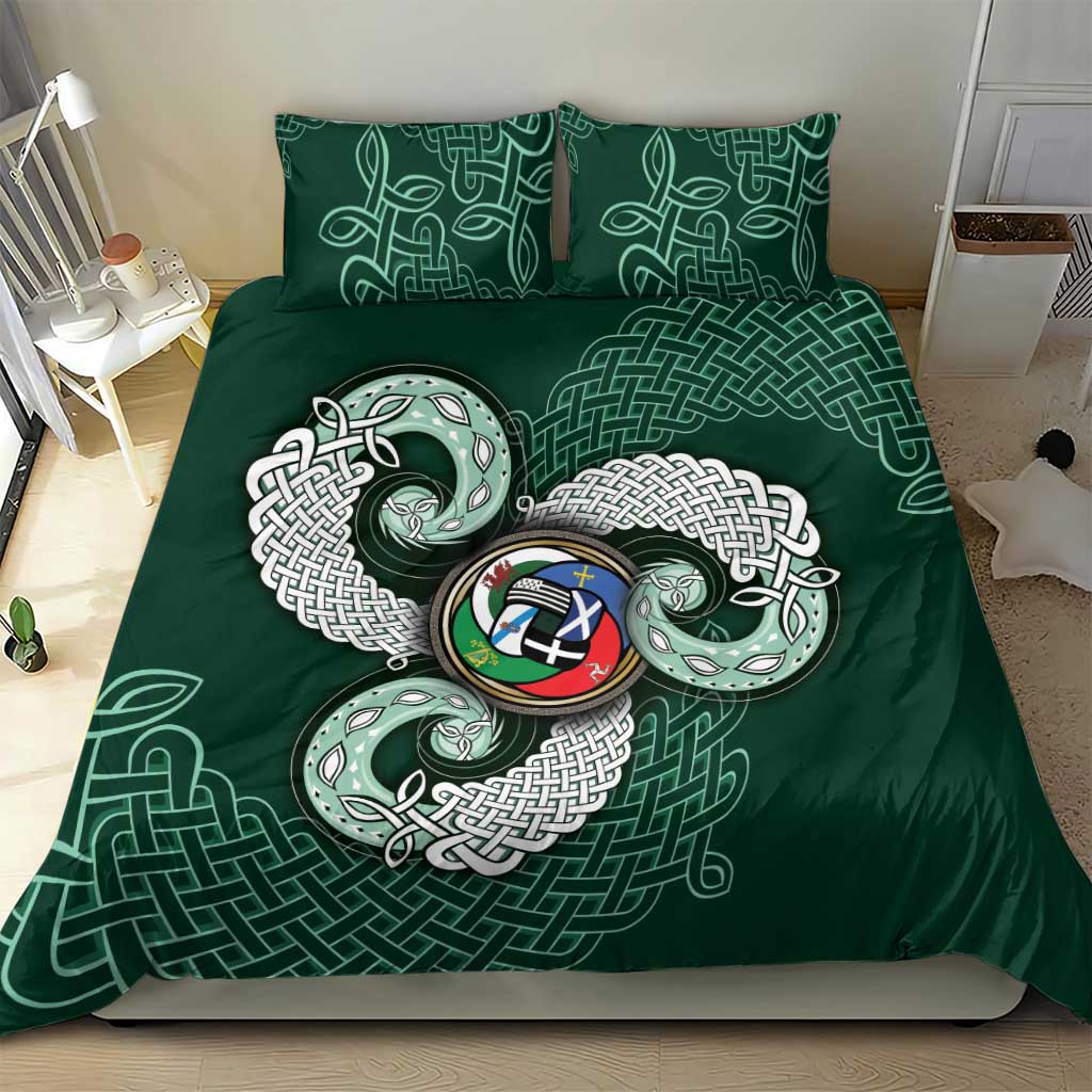 Six Celtic Countries Heritage Bedding Set Green Celtic Knot Triskelion - Wonder Print Shop