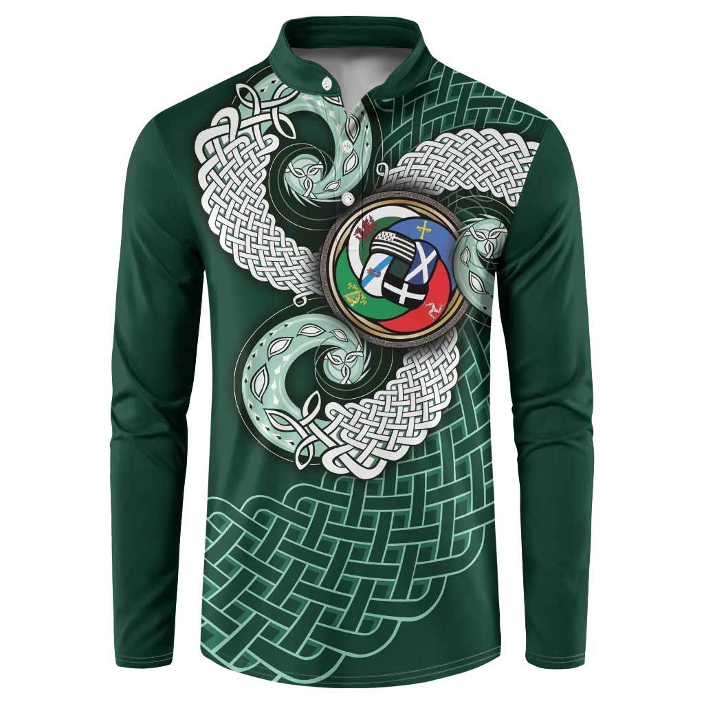 Six Celtic Countries Heritage Button Sweatshirt Green Celtic Knot Triskelion - Wonder Print Shop