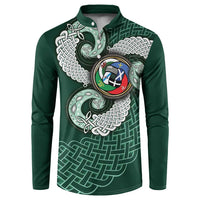 Six Celtic Countries Heritage Button Sweatshirt Green Celtic Knot Triskelion - Wonder Print Shop