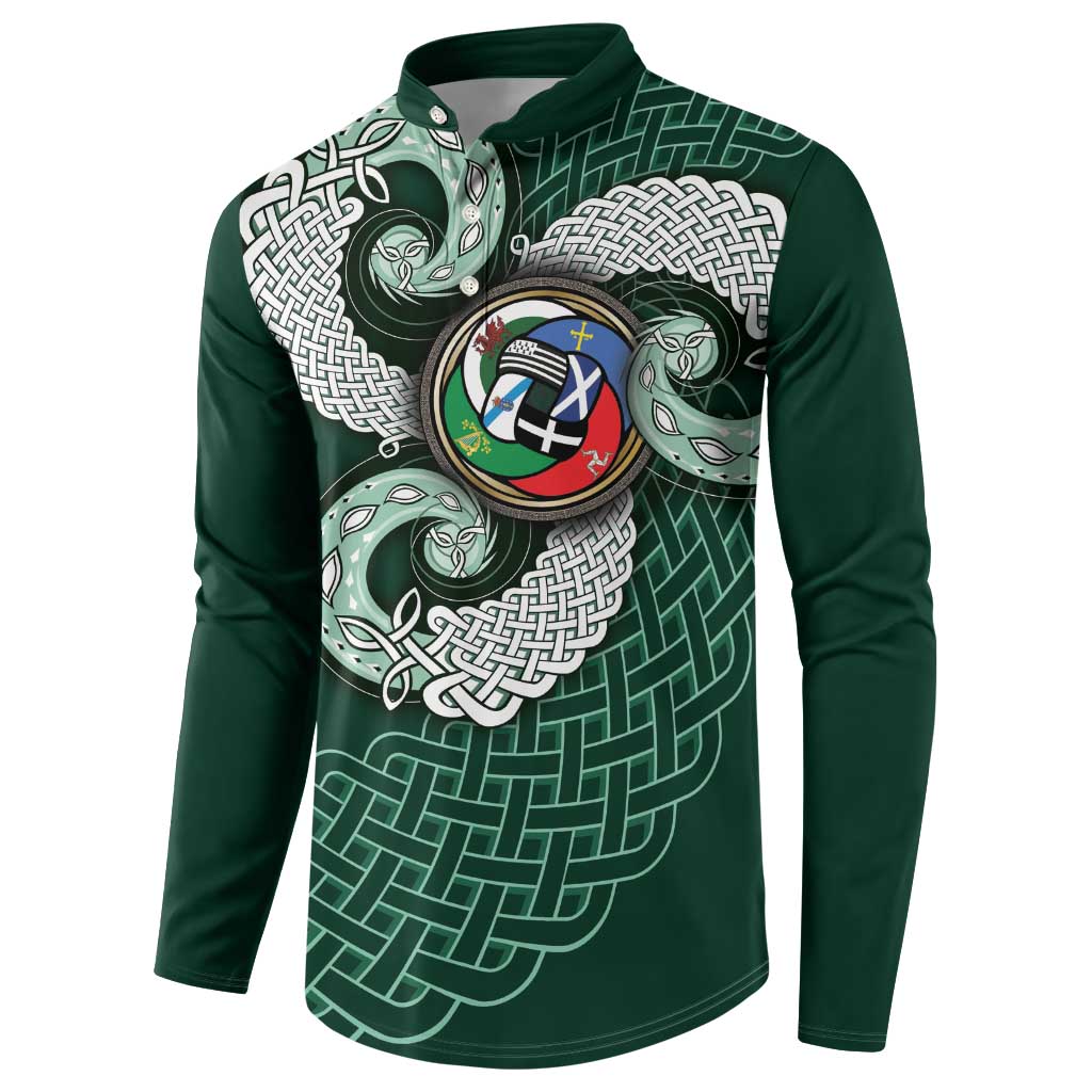 Six Celtic Countries Heritage Button Sweatshirt Green Celtic Knot Triskelion - Wonder Print Shop