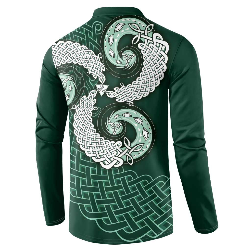 Six Celtic Countries Heritage Button Sweatshirt Green Celtic Knot Triskelion - Wonder Print Shop