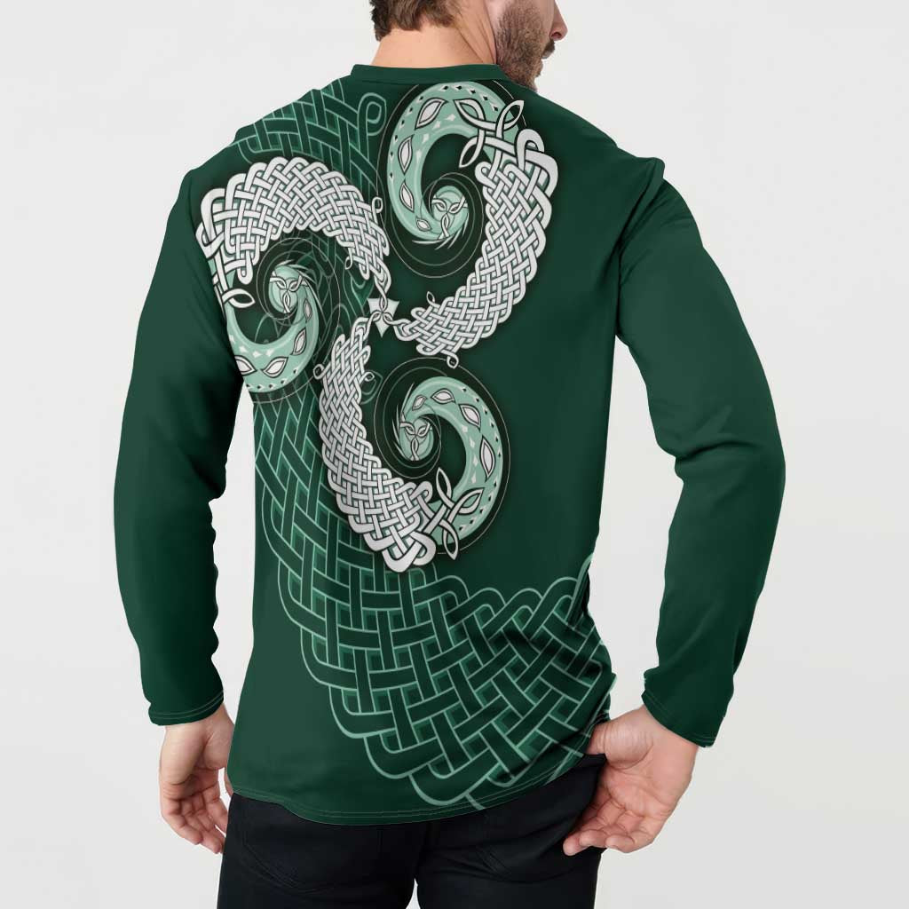 Six Celtic Countries Heritage Button Sweatshirt Green Celtic Knot Triskelion - Wonder Print Shop