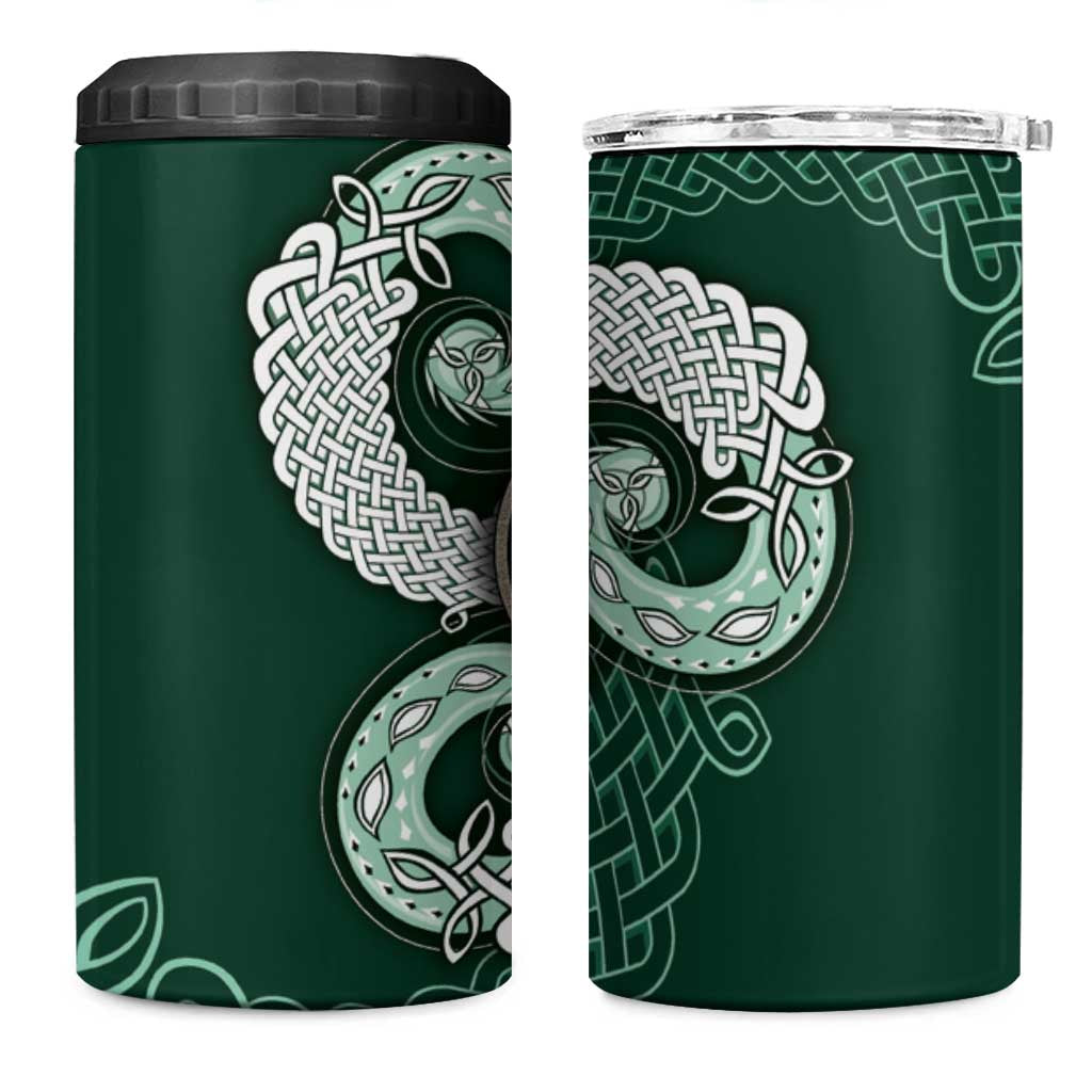 Six Celtic Countries Heritage 4 in 1 Can Cooler Tumbler Green Celtic Knot Triskelion - Wonder Print Shop