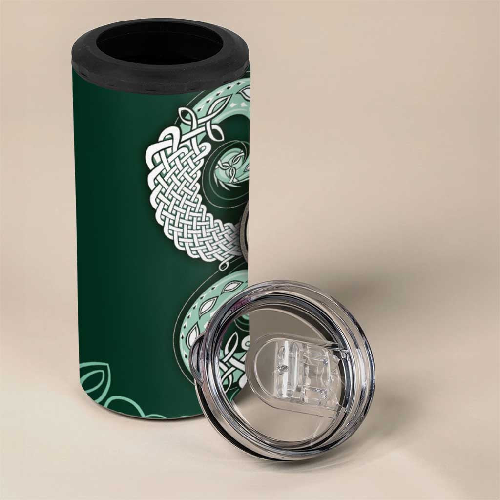 Six Celtic Countries Heritage 4 in 1 Can Cooler Tumbler Green Celtic Knot Triskelion - Wonder Print Shop