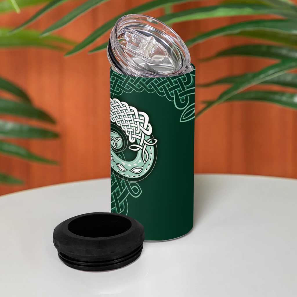 Six Celtic Countries Heritage 4 in 1 Can Cooler Tumbler Green Celtic Knot Triskelion - Wonder Print Shop