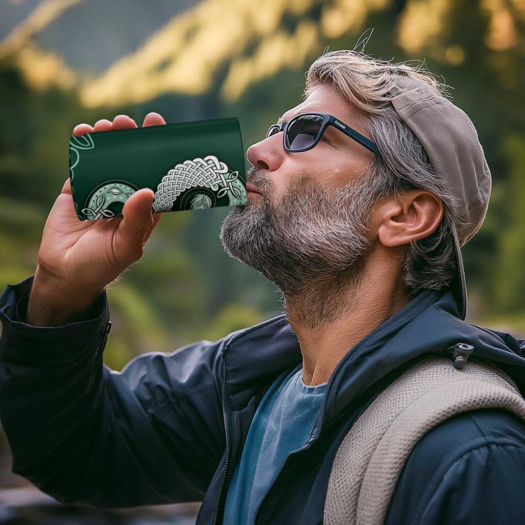 Six Celtic Countries Heritage 4 in 1 Can Cooler Tumbler Green Celtic Knot Triskelion - Wonder Print Shop