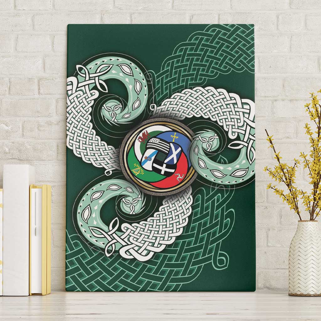 Six Celtic Countries Heritage Canvas Wall Art Green Celtic Knot Triskelion - Wonder Print Shop
