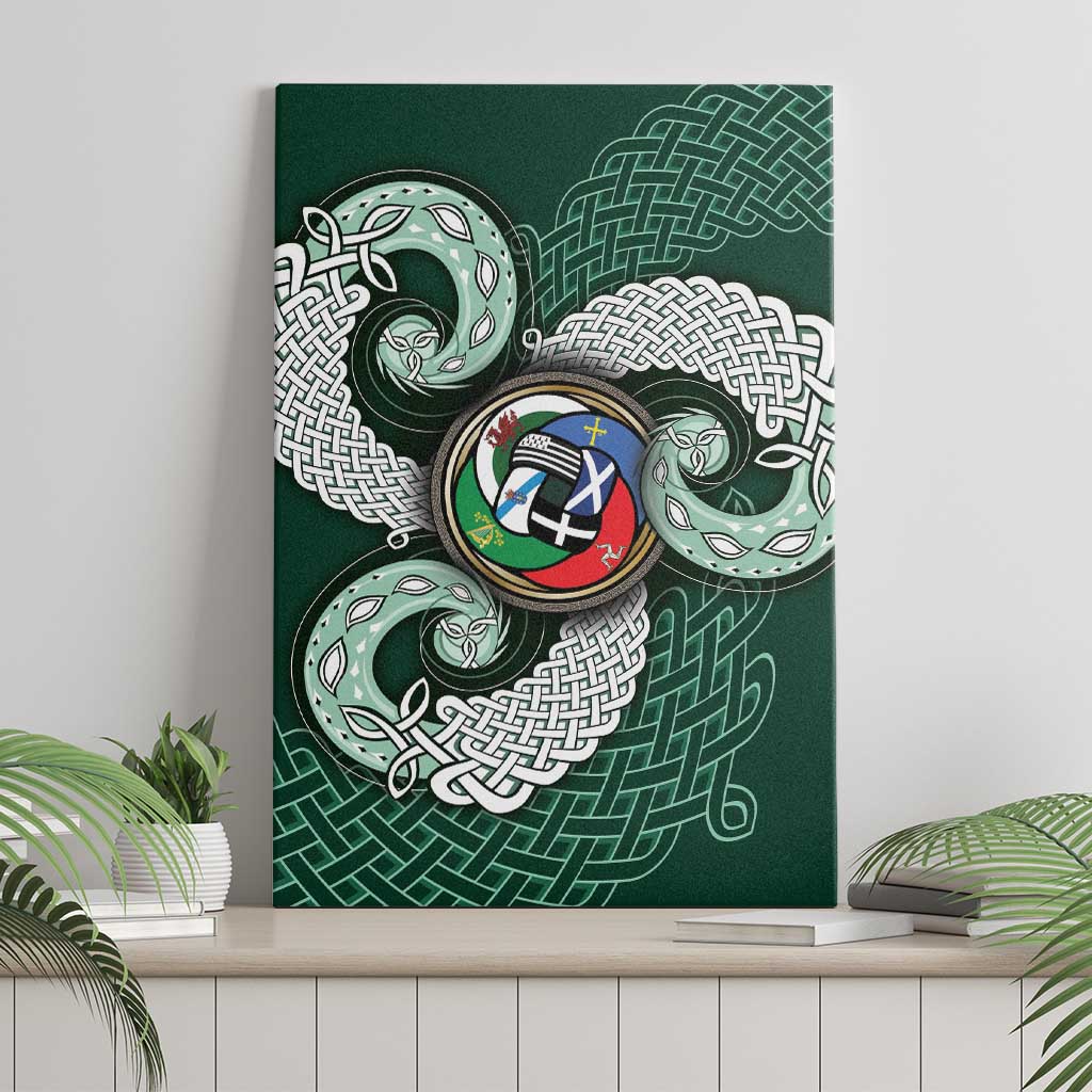 Six Celtic Countries Heritage Canvas Wall Art Green Celtic Knot Triskelion - Wonder Print Shop