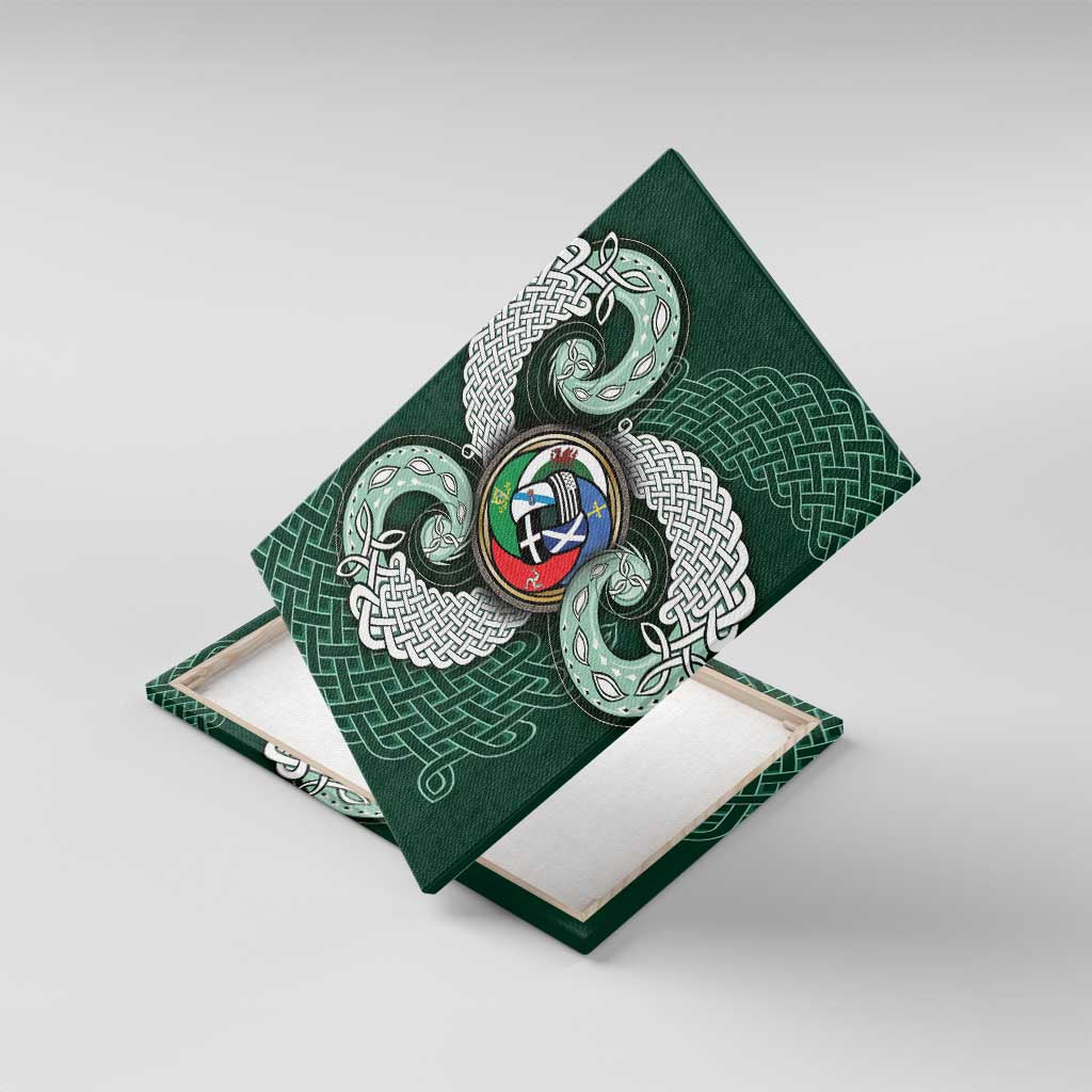 Six Celtic Countries Heritage Canvas Wall Art Green Celtic Knot Triskelion - Wonder Print Shop