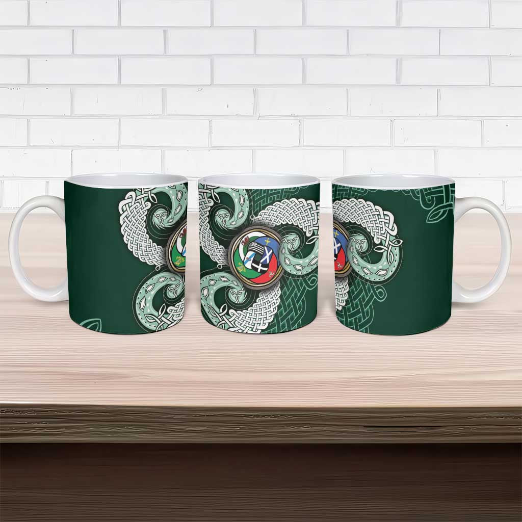 Six Celtic Countries Heritage Ceramic Mug Green Celtic Knot Triskelion - Wonder Print Shop